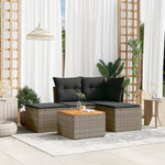 HKH 5 Pcs Conjunto Sofás de Jardim C/ Almofadões Vime Pe - Cinzento