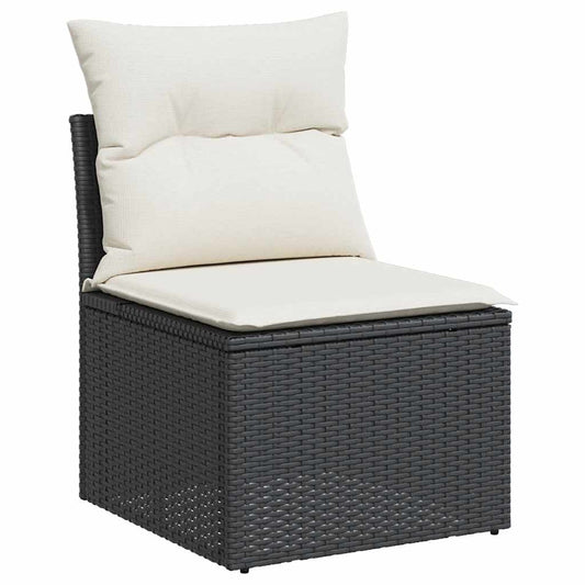 HKH 5 Pcs Conjunto Sofás de Jardim com Almofadões Vime Pe - Preto