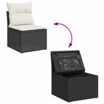 HKH 5 Pcs Conjunto Sofás de Jardim com Almofadões Vime Pe - Preto