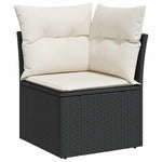 HKH 6 Pcs Conjunto Sofás de Jardim C/ Almofadões Vime Pe - Preto