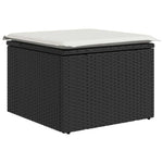 HKH 6 Pcs Conjunto Sofás de Jardim C/ Almofadões Vime Pe - Preto