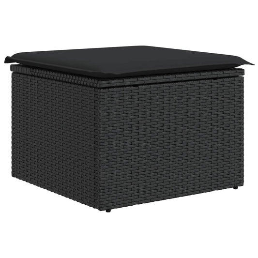 HKH 5 Pcs Conjunto Sofás de Jardim com Almofadões Vime Pe - Preto