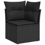 HKH 5 Pcs Conjunto Sofás de Jardim com Almofadões Vime Pe - Preto