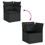 HKH 5 Pcs Conjunto Sofás de Jardim com Almofadões Vime Pe - Preto