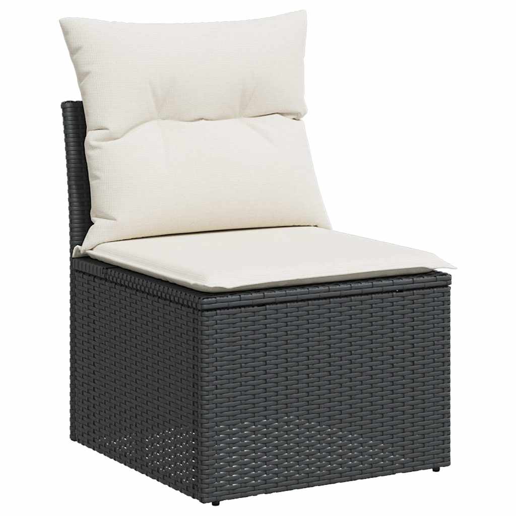HKH 5 Pcs Conjunto Sofás de Jardim com Almofadões Vime Pe - Preto