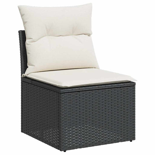 HKH 5 Pcs Conjunto Sofás de Jardim com Almofadões Vime Pe - Preto