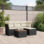 HKH 5 Pcs Conjunto Sofás de Jardim com Almofadões Vime Pe - Preto