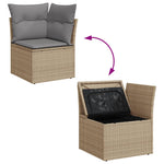 HKH 5 Pcs Conj. Sofás Jardim C/ Almofadões Vime Pe Misturado - Bege