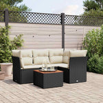 HKH 5 Pcs Conjunto Sofás de Jardim com Almofadões Vime Pe - Preto