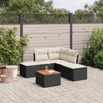 HKH 6 Pcs Conjunto Sofás de Jardim C/ Almofadões Vime Pe - Preto