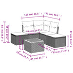 HKH 6 Pcs Conjunto Sofás de Jardim com Almofadões Vime - Cinzento
