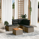 HKH 6 Pcs Conjunto Sofás de Jardim com Almofadões Vime - Cinzento