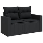 HKH 4 Pcs Conjunto de Sofás para Jardim C/ Almofadões Vime Pe - Preto