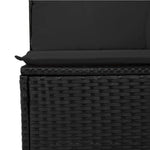 HKH 4 Pcs Conjunto de Sofás para Jardim C/ Almofadões Vime Pe - Preto