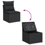 HKH 4 Pcs Conjunto de Sofás para Jardim C/ Almofadões Vime Pe - Preto