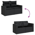 HKH 4 Pcs Conjunto de Sofás para Jardim C/ Almofadões Vime Pe - Preto