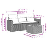 HKH 4 Pcs Conjunto de Sofás para Jardim C/ Almofadões Vime Pe - Preto
