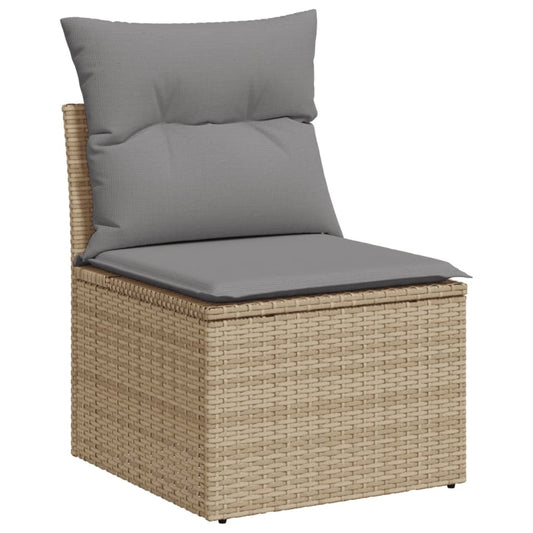 HKH 4 Pcs Conj. Sofás Jardim C/ Almofadões Vime Pe Misturado - Bege