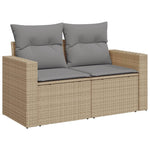 HKH 4 Pcs Conj. Sofás Jardim C/ Almofadões Vime Pe Misturado - Bege