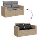 HKH 4 Pcs Conj. Sofás Jardim C/ Almofadões Vime Pe Misturado - Bege