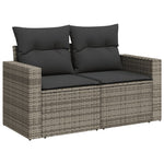 HKH 4 Pcs Conjunto Sofás de Jardim C/ Almofadões Vime Pe - Cinzento