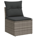 HKH 5 Pcs Conjunto Sofás de Jardim C/ Almofadões Vime Pe - Cinzento