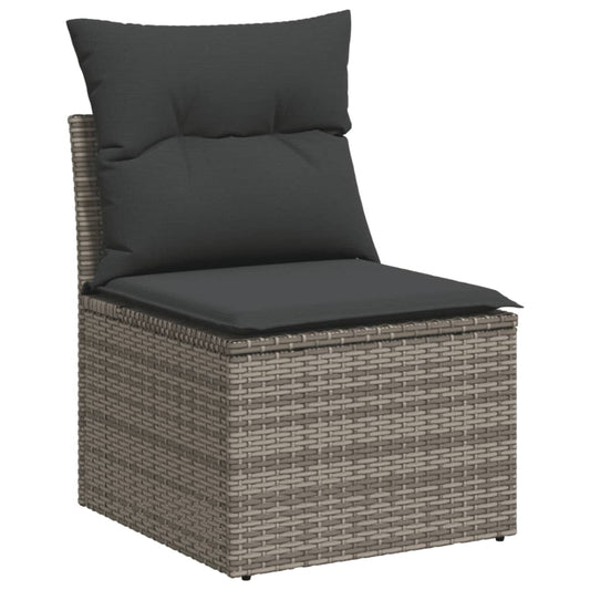 HKH 5 Pcs Conjunto Sofás de Jardim C/ Almofadões Vime Pe - Cinzento