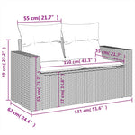 HKH 5 Pcs Conjunto Sofás de Jardim C/ Almofadões Vime Pe - Cinzento