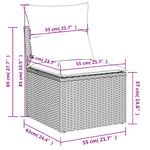 HKH 5 Pcs Conjunto Sofás de Jardim C/ Almofadões Vime Pe - Cinzento