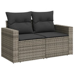 HKH 5 Pcs Conjunto Sofás de Jardim C/ Almofadões Vime Pe - Cinzento