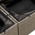 HKH 5 Pcs Conjunto Sofás de Jardim C/ Almofadões Vime Pe - Cinzento