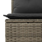 HKH 5 Pcs Conjunto Sofás de Jardim C/ Almofadões Vime Pe - Cinzento