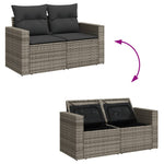 HKH 5 Pcs Conjunto Sofás de Jardim C/ Almofadões Vime Pe - Cinzento