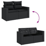 HKH 5 Pcs Conjunto Sofás de Jardim com Almofadões Vime Pe - Preto