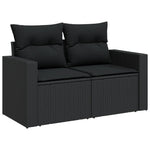 HKH 5 Pcs Conjunto Sofás de Jardim com Almofadões Vime Pe - Preto