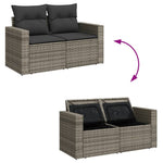 HKH 5 Pcs Conjunto Sofás de Jardim C/ Almofadões Vime Pe - Cinzento