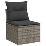 HKH 5 Pcs Conjunto Sofás de Jardim C/ Almofadões Vime Pe - Cinzento