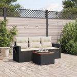 HKH 4 Pcs Conjunto de Sofás para Jardim C/ Almofadões Vime Pe - Preto