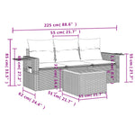 HKH 4 Pcs Conjunto Sofás de Jardim C/ Almofadões Vime Pe - Cinzento