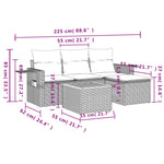 HKH 5 Pcs Conjunto Sofás de Jardim com Almofadões Vime Pe - Preto