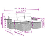 HKH 5 Pcs Conjunto Sofás de Jardim C/ Almofadões Vime Pe - Cinzento