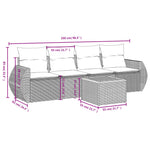 HKH 5 Pcs Conjunto Sofás de Jardim com Almofadões Vime Pe - Preto