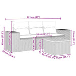 HKH 4 Pcs Conjunto de Sofás para Jardim C/ Almofadões Vime Pe - Preto