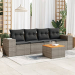 HKH 5 Pcs Conjunto Sofás de Jardim C/ Almofadões Vime Pe - Cinzento