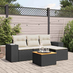 HKH 5 Pcs Conjunto Sofás de Jardim com Almofadões Vime Pe - Preto