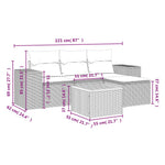 HKH 5 Pcs Conjunto Sofás de Jardim C/ Almofadões Vime Pe - Cinzento