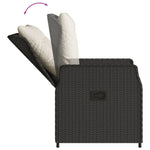 HKH 3 Pcs Conjunto de Bistro com Almofadões Vime Pe - Preto