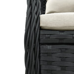 HKH 3 Pcs Conjunto de Bistro com Almofadões Vime Pe - Preto