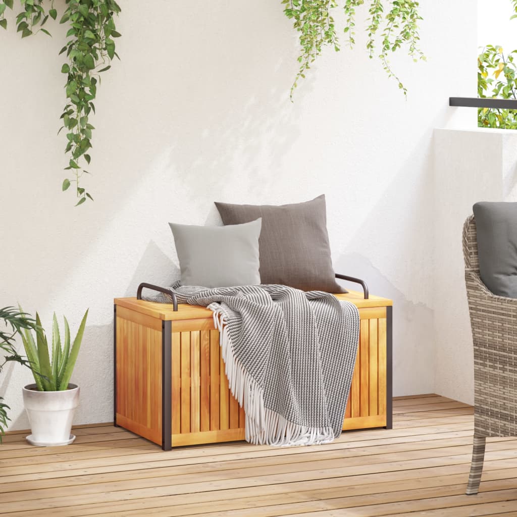 HKH Caja para Cojines de Exterior 85x45x45/53cm Acacia Maciza/acero - Marrón