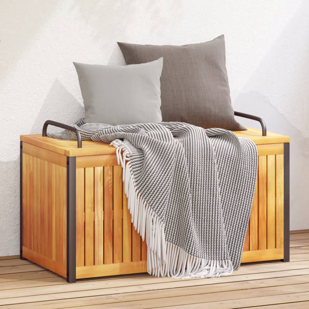 HKH Caja para Cojines de Exterior 85x45x45/53cm Acacia Maciza/acero - Marrón